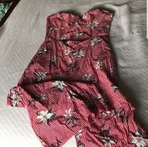 Cut out jumpsuits striped floral